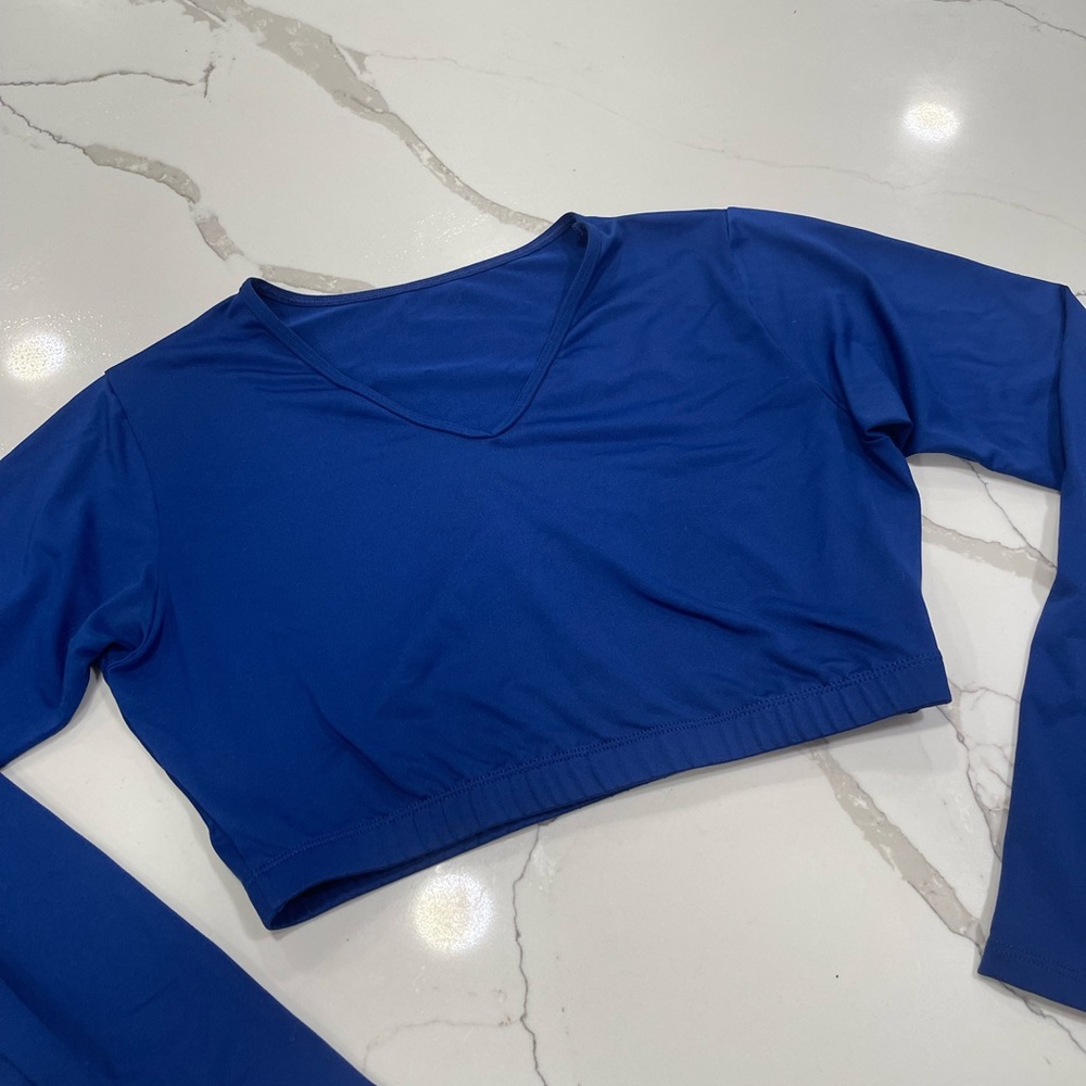 Varsity Royal Blue V-Neck Long Sleeve Midriff